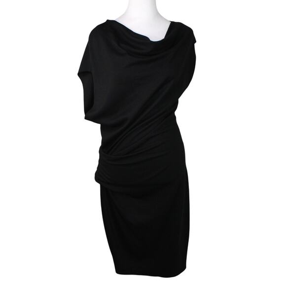 Helmut Lang Sonar Dress 100% Wool Asymmetrical Gathered Dress Artsy Lagenlook L - Picture 2 of 12